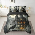 thumbnail image 2 of jejeloiu Black Raven Bird Bedding Comforter Set 7 Pieces,Spooky Castle Full Bedding Set,Happy Halloween Fitted Sheet Flat Sheet For Child,Luxury Bedroom Decor Reversible, 2 of 8
