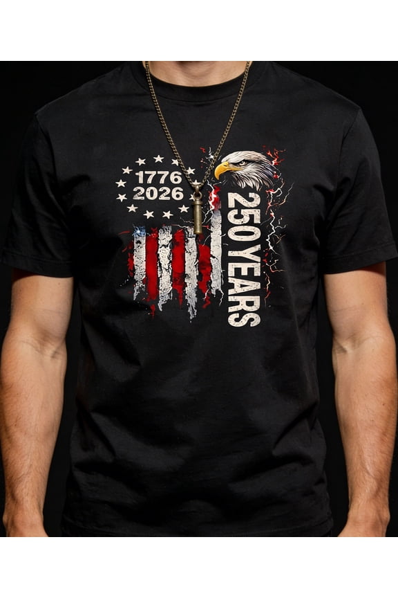 Men's 250 Years Eagle & Flag Design Patriotic Graphic Tee