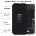 thumbnail image 2 of Reemplazo de pantalla LCD Olivechard incell para iPhone 15 Pro, 2 of 9