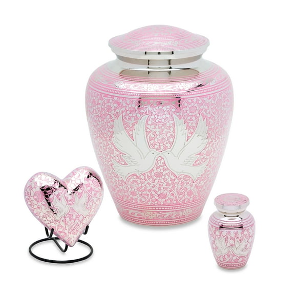 Urnsdirect2u Pink Loving Dove Urn Set, capacity 226 cubic inches