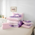 thumbnail image 5 of Manfei Purple Christmas Wreath Bedding Comforter Set 7pcs, Fashion Watercolor King Bedding Sets, Teens Kids Girls Women Reversible Bed Sheets, Luxury Bedroom Decor, 5 of 7
