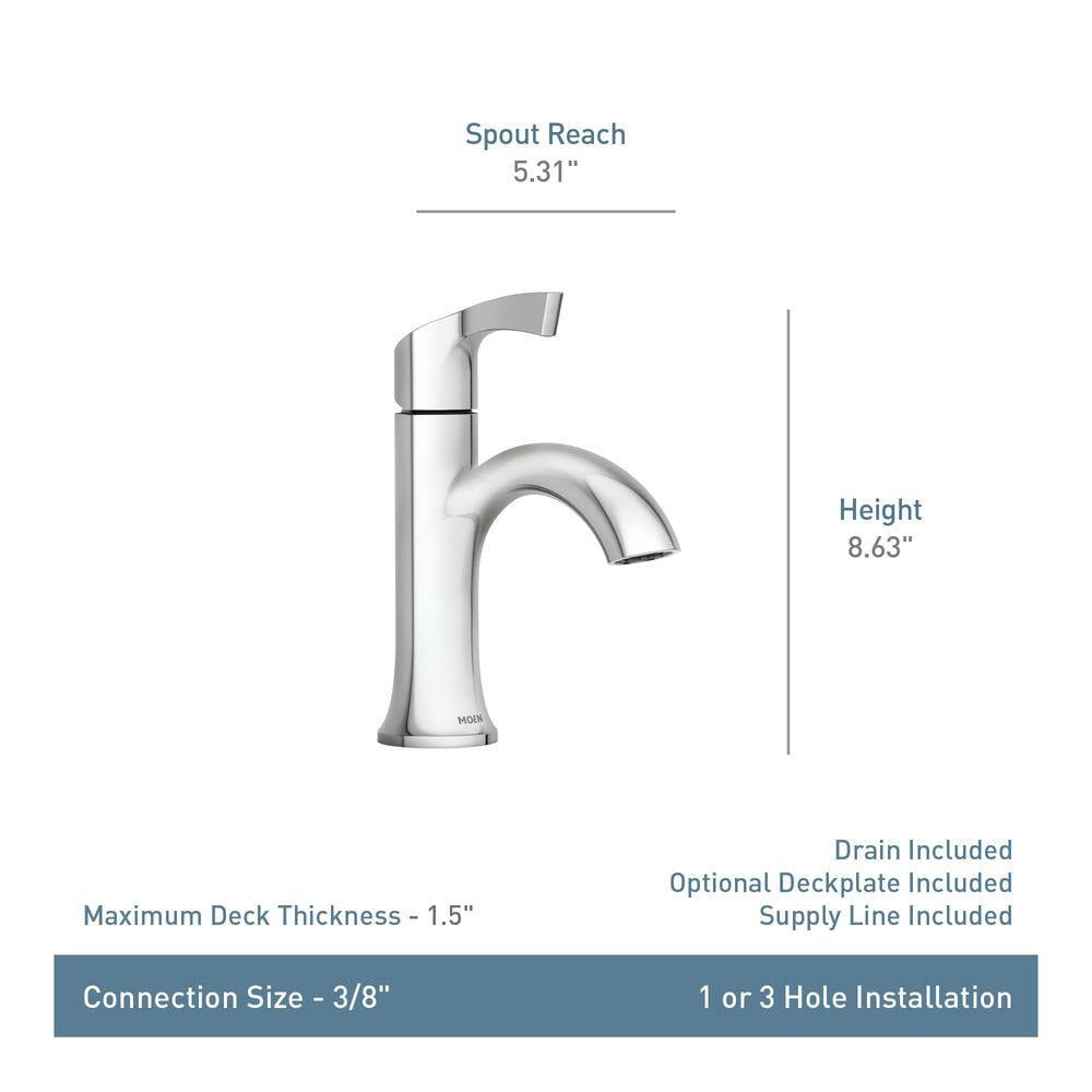 MOEN 84466SRN Korek Single Hole Single-Handle Bathroom Faucet with Deck Plate Included in Brushed Nickel