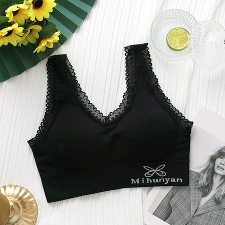 

MIARHB Women s Unlined Unwired Lace Bra With Padded Straps
