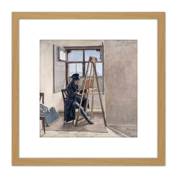 Erhard Portrait Painter Johann Klein At Easel Painting 8X8 Inch Square Wooden Framed Wall Art Print Picture with Mount