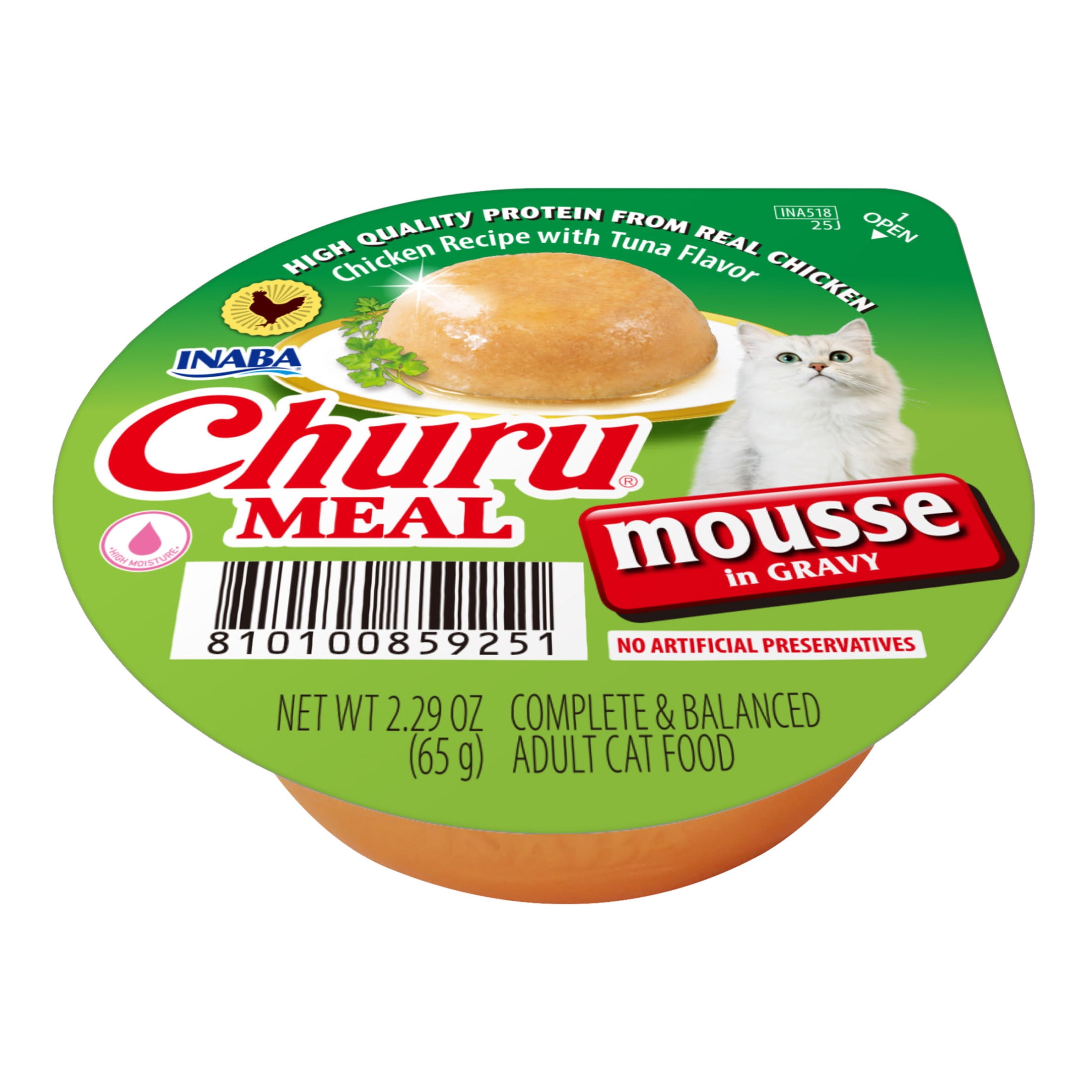 INABA Churu Meal Mousse Adult Wet Cat Food, 2.29 oz cup, 1-count, Chicken Recipe with Tuna Flavor