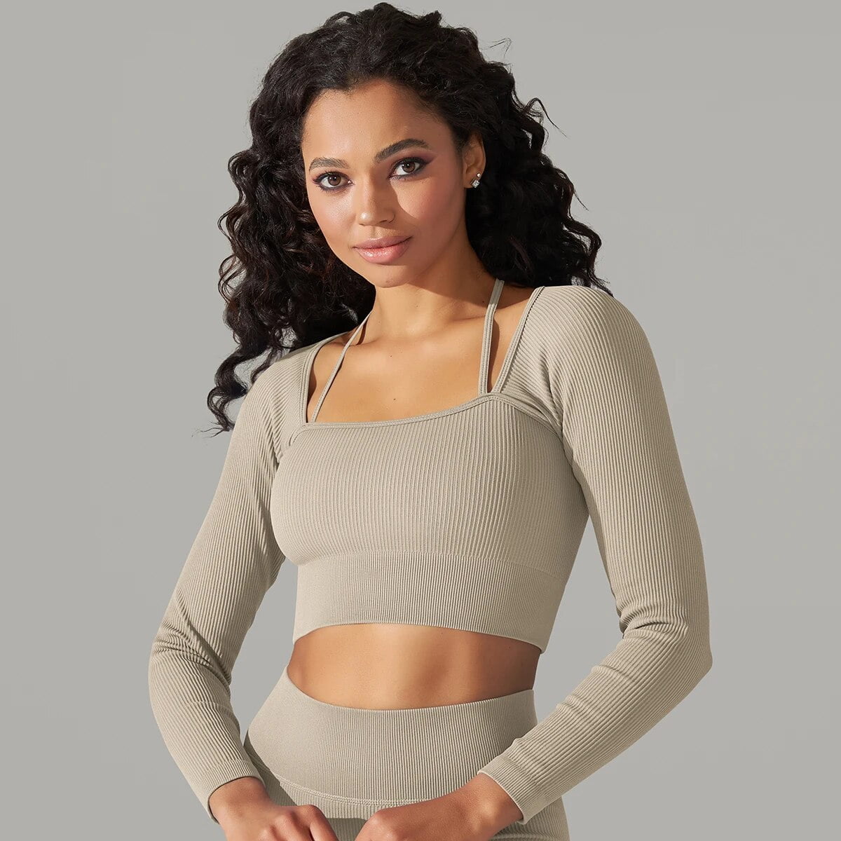 Sport Femme Top Manche Chemises à Manches Longues Pour Femmes Crop
