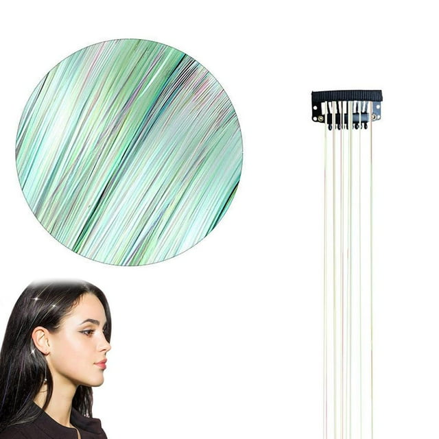 SharkTRUE 1pcs Shiny Hair Tinsel Extensions Wig Clip In Clip In Hair Extensions Sparkle Colorful Synthetic Glitter Tinsel Hair Daily