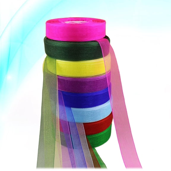 FOMIYES 1 Set Assorted Color Chiffon Ribbon for Wedding and Craft Decoration, Elegant 2CM Wide Nylon Ribbon