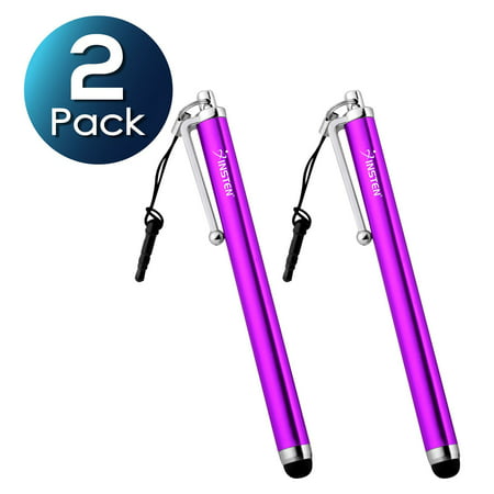2 Pack Insten Purple Touch Screen Stylus Pen for iPhone 6 6S Plus SE 5S iPad Mini Air Pro Samsung Galaxy Tab Active A S2 Pro Tablet S9 S8 S7 S6 Edge S5 S4 Note 4 5 ZTE ZMAX Pro Max XL LG Stylo 3 2