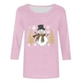 thumbnail image 4 of Cadancy Christmas Tops for Women 2025 Dressy Vintage 3/4 Sleeve Blouses Winter Holiday Xmas Tree Snowman Plus Size Shirts Funny Crewneck Party Casual Tshirts, 4 of 5