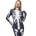 thumbnail image 2 of Notus Skeleton Bodysuits for Halloween Women's Sexy Skeleton Costume Cosplay Bodysuit Outfit Zip Up Jumpsuit Black XS, 2 of 7