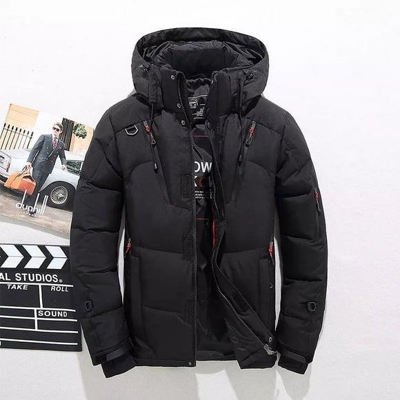 Overcoat Fashion Down Jacket Men Winter Warm Men Jacket Coat White Duck Down Parka Thick Puffer Stand Thick Hat - Black / L 58-63kg