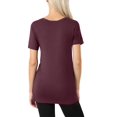 thumbnail image 3 of J. METHOD Women's Short Sleeve V-Neck T Shirts Premium Comfy Basic Daily Hip Length Tops NEWT413 Eggplant S, 3 of 4