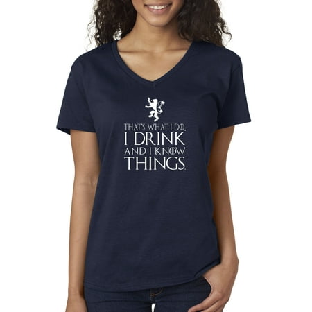 Trendy USA 779 - Women's V-Neck T-Shirt That's What I Do Drink And Know Things Large