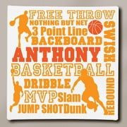 Angle View: Personalized Basketball Typography Canvas, 11" x 11"