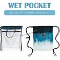 thumbnail image 2 of Drawstring Backpack with Wet Pocket Sport Gym String Bag Sackpack Water Resistant Nylon for Women Men Children, 2 of 4