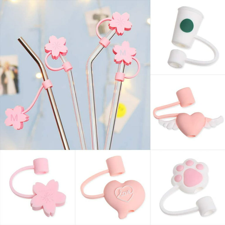 Creative Reusable Drinking Silicone Straw Plug Cap Dust Cherry
