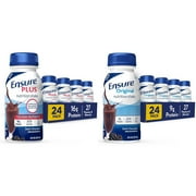 Ensure Plus Nutrition Shake, 24 Count, With 16 Grams of Protein, Meal Replacement Shakes, 8 Fl Oz & Original Dark Chocolate Nutrition Shake | Meal Replacement Shake | 24 Pack
