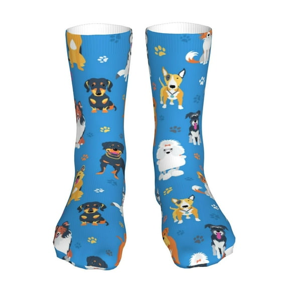 Salouo Cute Dogs Pattern Fun Novelty Crew Socks,Casual Athletic Socks Neutral Socks