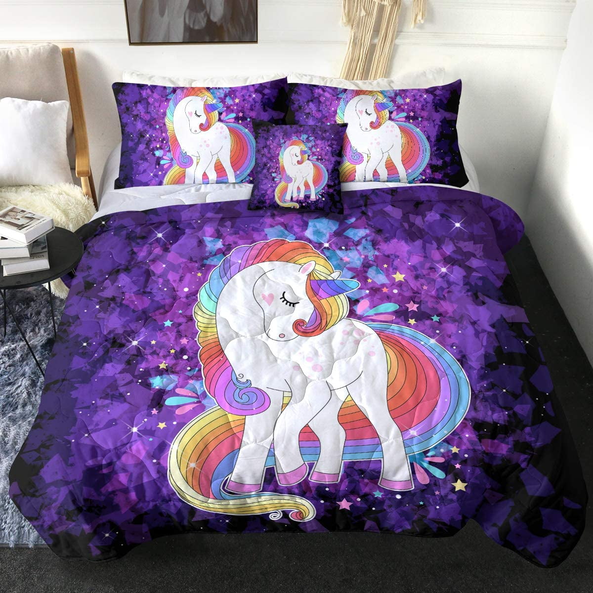 4 Pcs Unicorn Comforter King Size 