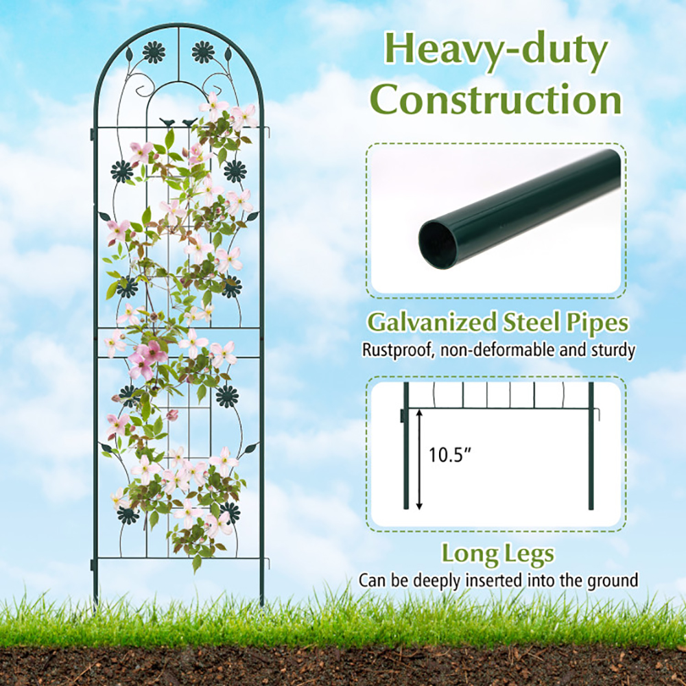 Spaco 2 Pack 71 x 20 Inch Metal Garden Trellis Rustproof Plant Support for Climbing Plants-Green, Garden Stakes Tomato Trellis for Pots