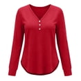 thumbnail image 6 of Setooff V Neck Decorative Button Long Sleeve Blouses for Women, Solid Loose Plus Size Casual Fall Tops for Women, 6 of 6