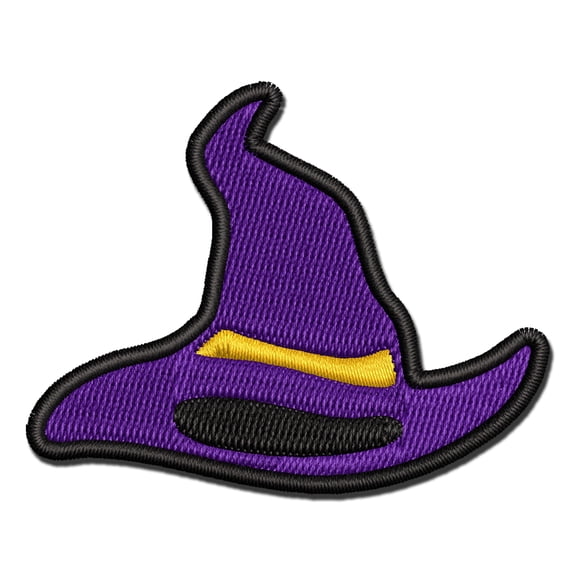 Halloween Witch Hat Applique Multi-Color Embroidered Iron-On Patch - 2.5 Inch Small