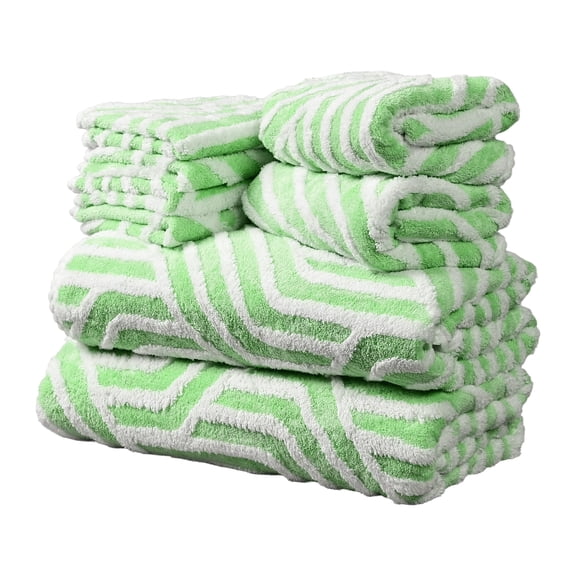 8-Piece Bath Towel Set, Ultra Soft Absorbent Bathroom Towels with Textured Design, 2 Bath Towels, 2 Hand Towels & 4 Washcloths, Quick Dry Towels Set for Home, Hotel & Spa, Green