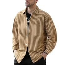 Xzbqbs Mens Casual Dress Shirt Button Down Striped Shirts Long Sleeve Lightweight Shirts Fashion Business Golf Shirt for Men