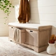 thumbnail image 5 of SAFAVIEH Landers Coastal Brown/Off-White Storage Entryway Bench (47.3 in. W x 15 in. D x 19 in. H), 5 of 16