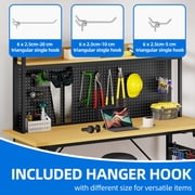 Dextrus Adjustable Workbench with Pegboard,Heavy Duty Steel Work Bench with Lockable Wheels