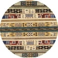 thumbnail image 1 of Ahgly Company Machine Washable Indoor Round Abstract Dark Brown Area Rugs, 8' Round, 1 of 7