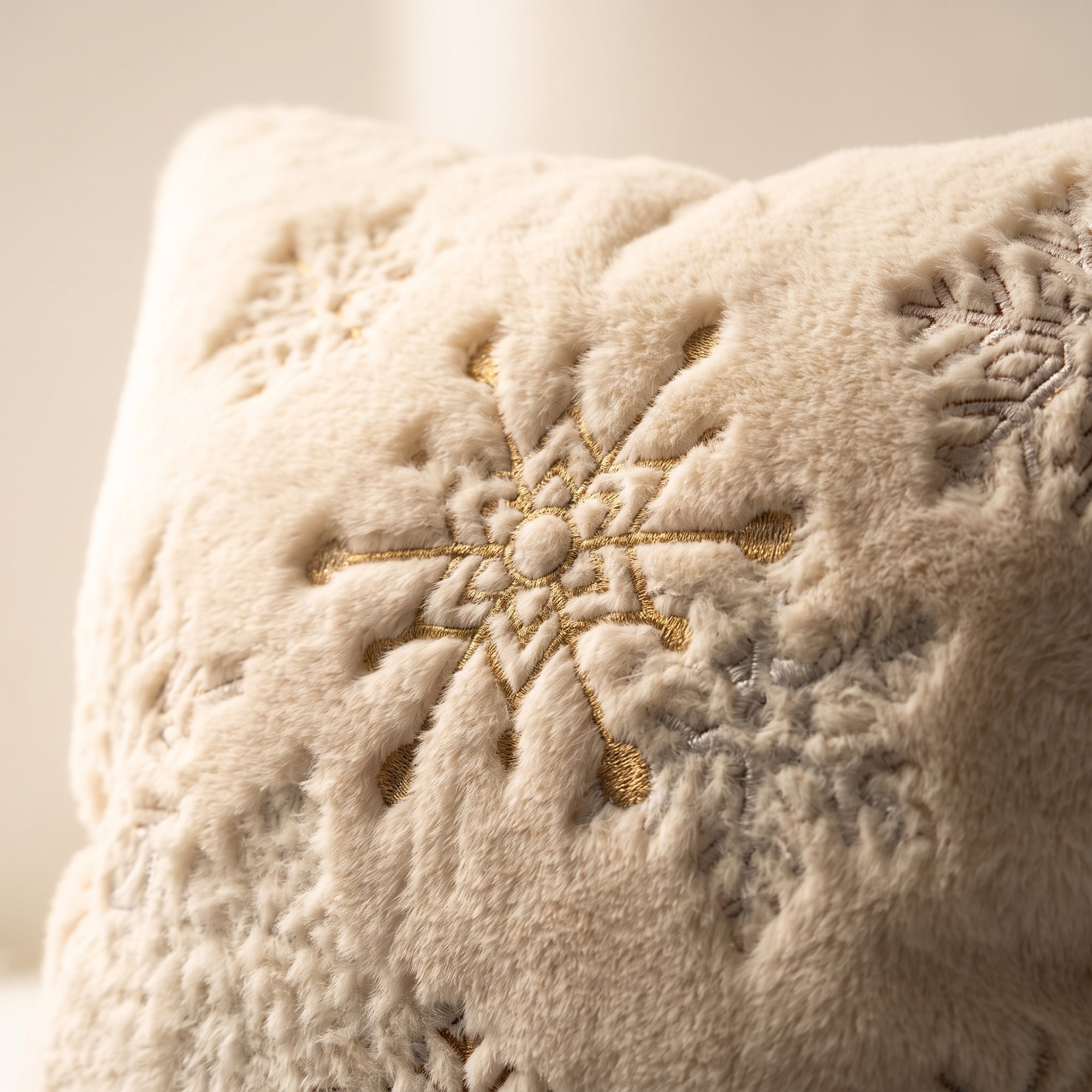 Unique Bargains Plush Embroidered Throw Pillow Cover Cushion Case Snowflakes 18"x18"