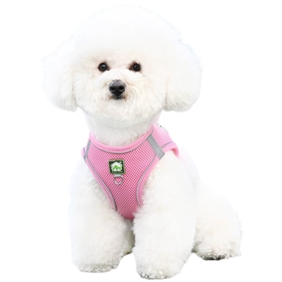 Breathable Mesh Step-In Dog Harness Vest Reflective Lightweight Polyester Pet Walking Gear with D-Ring for Small Medium Puppies Cats Daily Outdoor Walks(Pink-S-31cm)