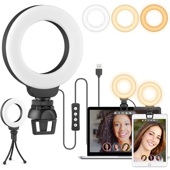 Video Conference Lighting Kit, 3 Lighting Modes, Adjustable & Flexible Accessories, for Devices Under 11Mm, Suitable for Zoom Teleconferences and Remote Work