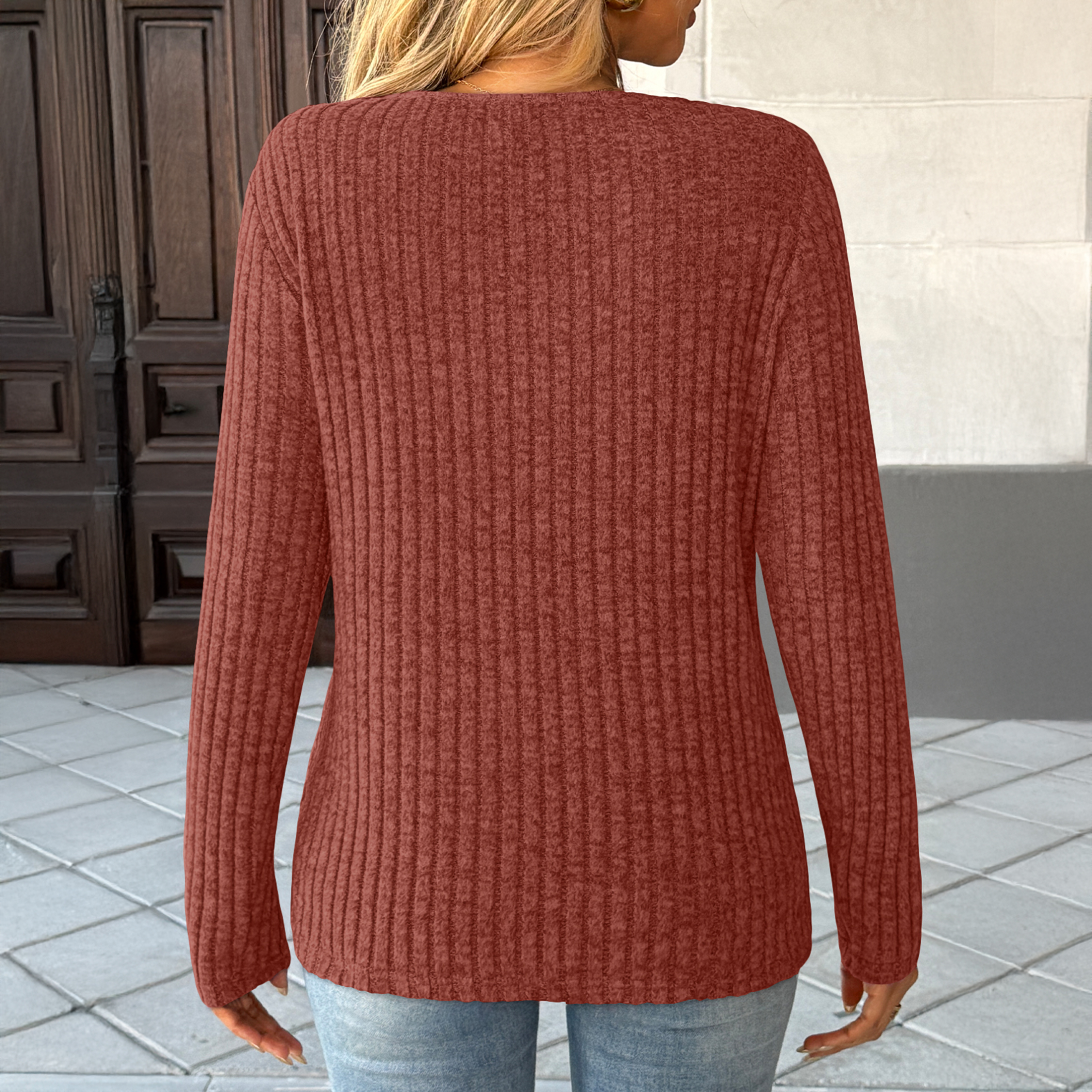 SUNBS Women's Long Sleeve V-Neck Tunic Sweater Top photo 8