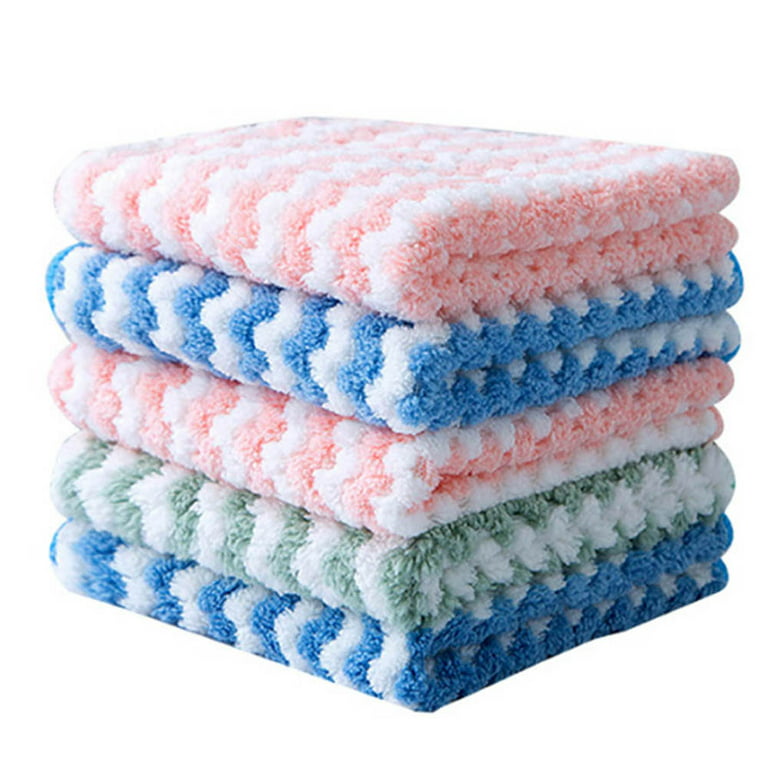 Kitchen Dish Towels, Premium Dish Cloths, Reusable Dish Cellulose Sponge ,  Super Absorbent Coral Fleece Cleaning and Washable Fast Drying Dishcloths