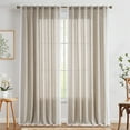 thumbnail image 6 of Curtainking Linen Curtains Taupe Curtains with Lace Trim for Living Room 84 Inch Long Rustic Farmhouse Curtains Rod Pocket Light Filtering Drapes Bedroom Window Curtain 2 Panels, 6 of 8