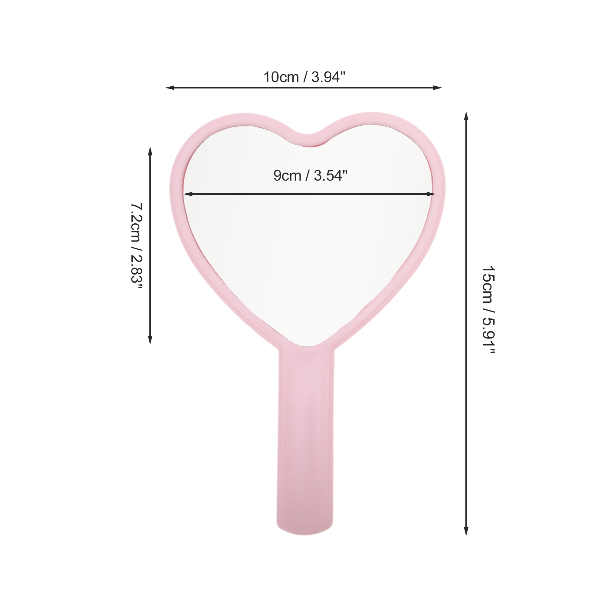 Unique Bargains 1pc Heart-shaped Handheld Mirror for Personal Grooming and Makeup Pink