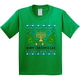 thumbnail image 3 of Inktastic Happy Chrismukkah Sweater Style with Menorah and Trees Youth T-Shirt, 3 of 5