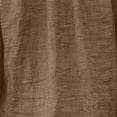 thumbnail image 6 of Tqcoqu Women's Linen Blend V-Neck Gathered Puff Long Sleeve Casual Blouse,Brown Women's S-XXL, 6 of 6