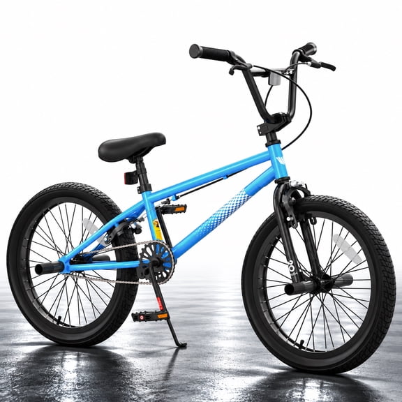 XJD 20 inch BMX Bike Freestyle Cycling Trick Bicycle with 4 Pegs for Teen Beginner 8-12 Years Old Kids,4 Pegs & Dual U‑Brake,Blue