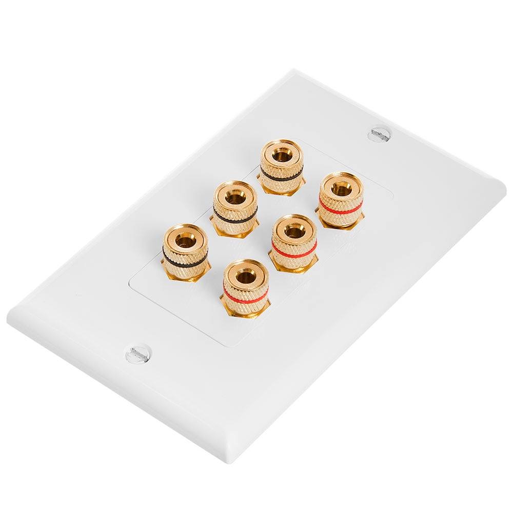 Cmple Speaker Wall Plate (Banana Plug Wall Plate) Speaker Wire Wallplate for 3 Speakers
