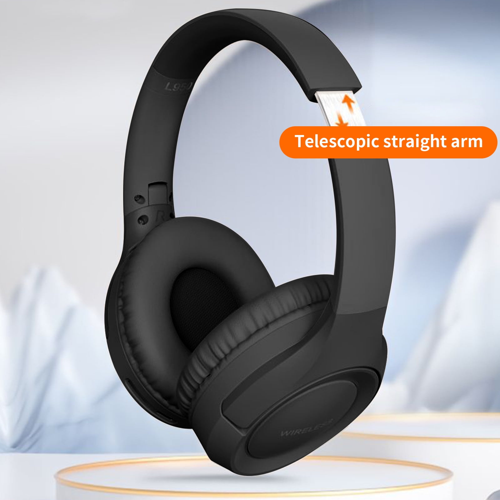 Bluetooth Headphones Over Ear, 6S Wireless Headphones Wired with 6 EQ Modes, 40 Hours Playtime Foldable HiFi Stereo Headset with Microphone, FM/TF for Cellphone/PC/Work,Black