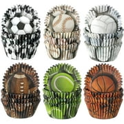 600 pieces sports theme party cupcake liners basketball football volleyball baseball rugby tennis baking cups cupcake wrappers muffin case trays for sports theme party decorations