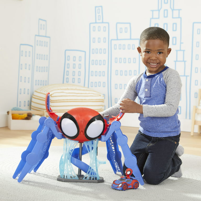 Spidey and His Amazing Friends Web-Quarters and Car Vehicle Playset, Lights  and Sounds, Ages 3+