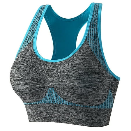 Bigersell Workout Sports Bras for Women V-Neck Wire-Free Bra Support Women Women Bralette Balconette Bra Style R-42 Basic Bra Strap Nylon Pullover Bra Feature Everyday Bras Underwear Blue S