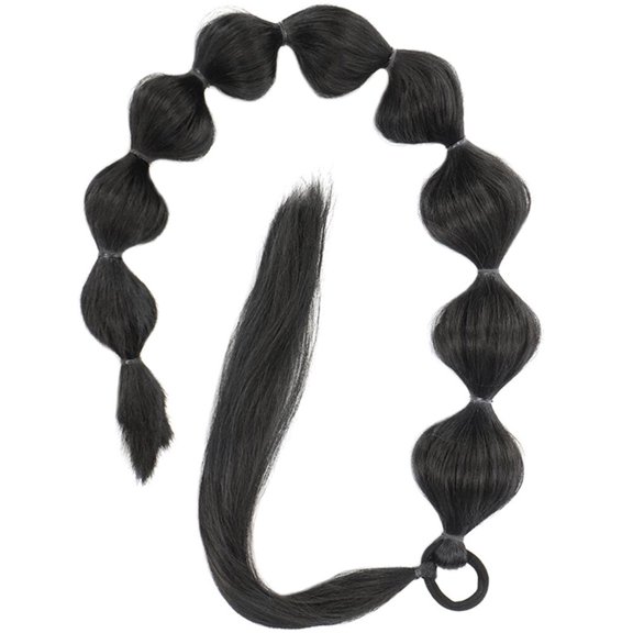 Tineasur Bubble Ponytail 1Pack Black High Temperature Silk Wig For Girls Daily Use