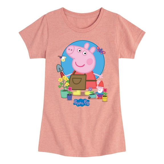 Peppa Pig - Peppa And Flowers - Girls Toddler And Youth Fitted Short Sleeve Tee