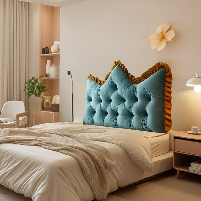 Coussin en Velours Capitonné avec Design Brodé pour Tête de Lit, Canapé et Support de Dossier de Fenêtre